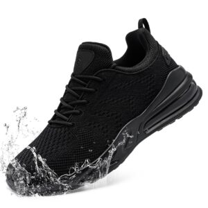Home larnmern men non slip work sneakers water resistant food service zapatos trabajo antideslizantes walking shoes waterproof shoes slip on, black 9